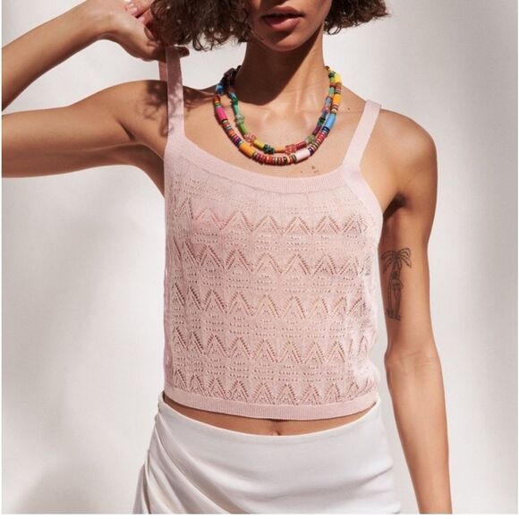 ZARA Pointelle Knit Top Size M - Picture 8 of 11